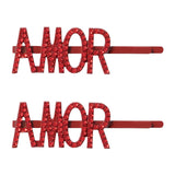 Amor Sparkly Hair Clips, Set of 2