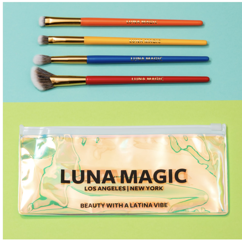 Luna Magic Blend-It-Girl Eye Makeup Brush Set with Holographic Pouch