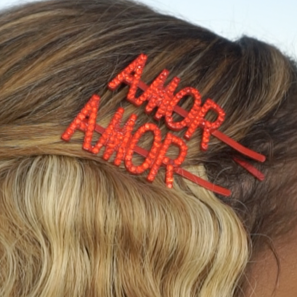 AMOR Sparkly Hair Pin Set, 2 Pieces - LUNA MAGIC BEAUTY